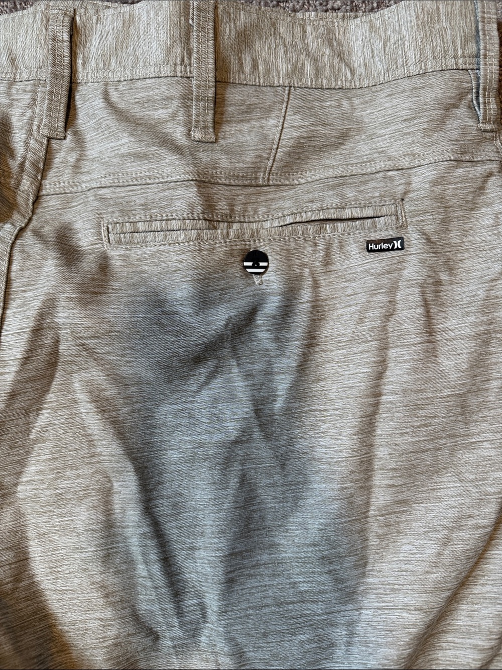 Hurley Men's Light Beige Flat Front Shorts - Picture 4 of 5